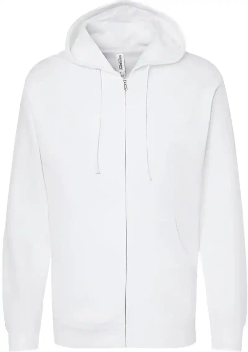 Independent Trading co Ss4500z Midweight Full Zip Hooded Sweatshirt White