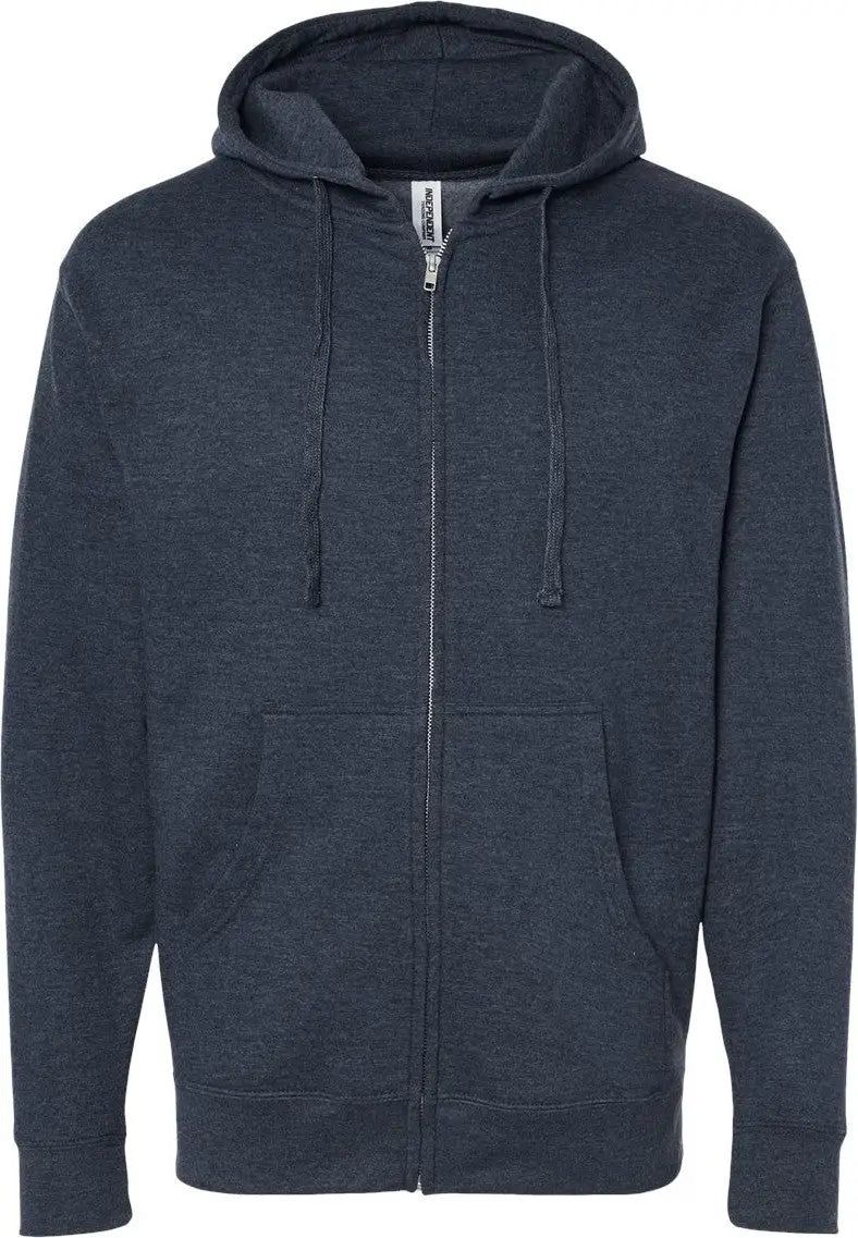 Independent Trading Co. Ss4500z Midweight Full-zip Hooded Sweatshirt - Classic Navy Heather - Xs