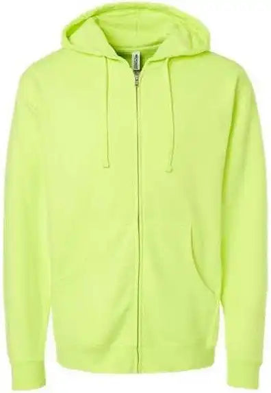 Independent Trading co Ss4500z Midweight Full Zip Hooded Sweatshirt Safety Yellow