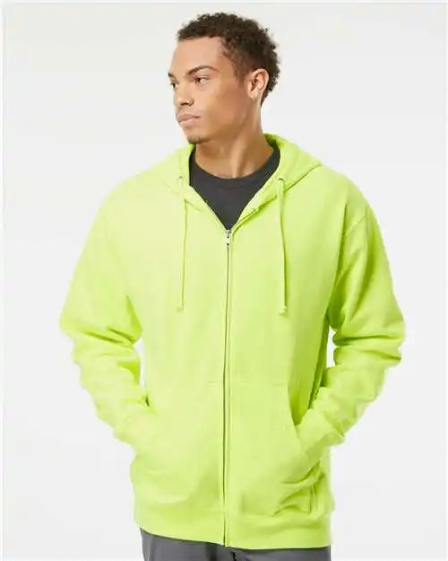 Independent Trading Co. Ss4500z Midweight Full-zip Hooded Sweatshirt - Safety Yellow