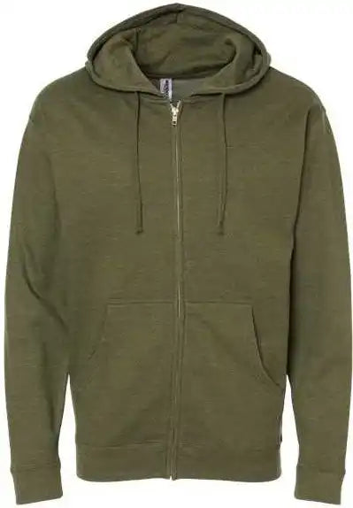 Independent Trading co Ss4500z Midweight Full-zip Hooded Sweatshirt - Army Heather
