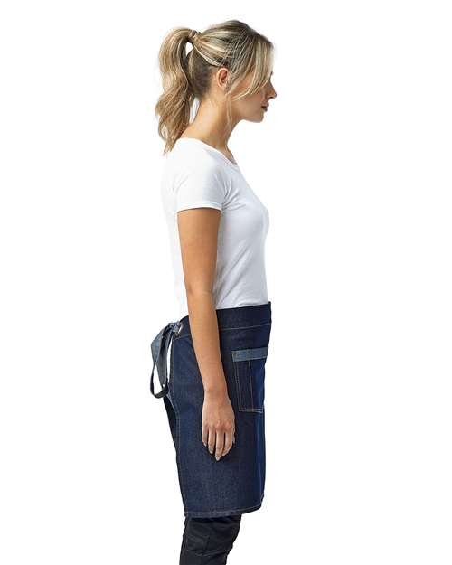 Indigo Denim Domain Contrast Denim Waist Apron with Pocket - RP128