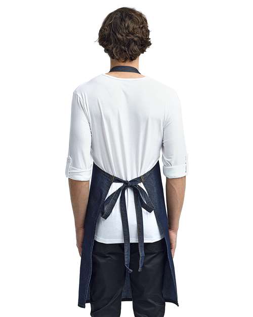 Indigo Denim Jeans Stitch Denim Bib Apron with Pockets - RP126