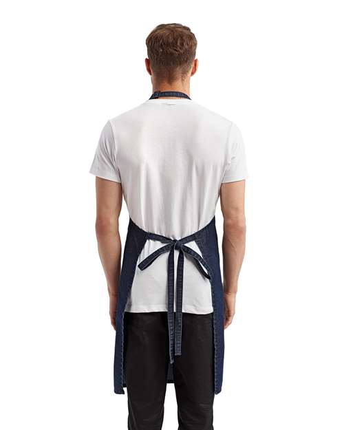 Indigo Denim Recycled Bib Apron with Pocket - RP154