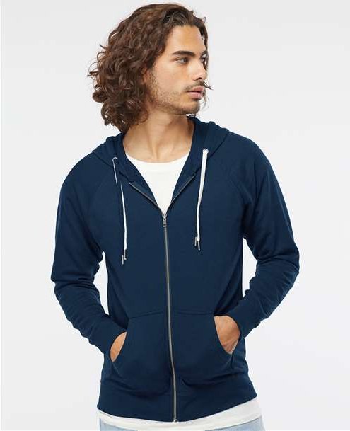Indigo Icon Lightweight Loopback Terry Full-Zip Hooded Sweatshirt - SS1000Z