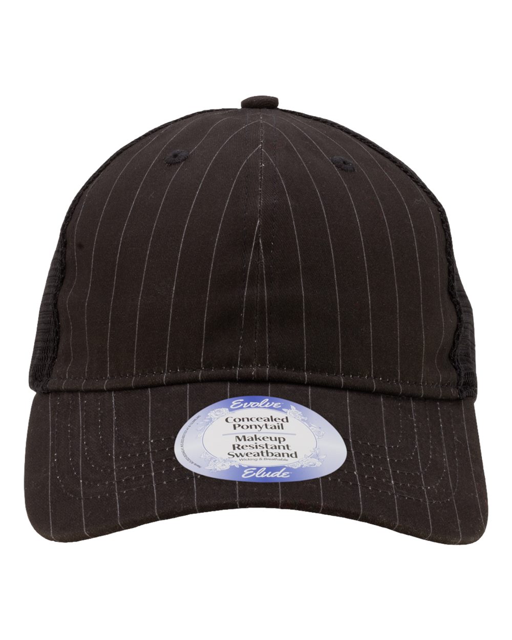 Infinity Her Annie Women’s Peached Twill Mesh Back Cap - Black Pinstripe