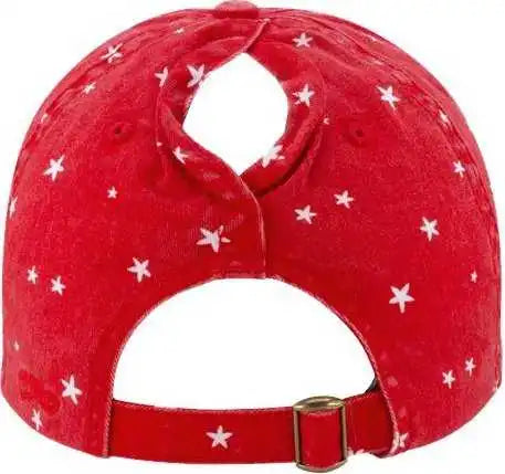 Infinity Her Hattie Women’s Garment-washed Fashion Print Cap - Red White Stars - one Size Fits Most
