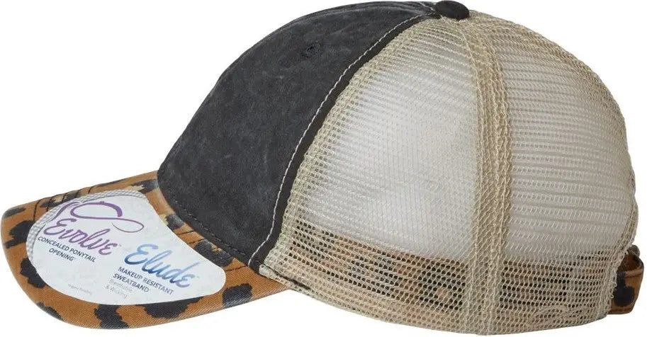 Infinity Her Janet Women’s Printed Bill with Mesh Back Cap - Black Leopard Khaki - Multi-colored / one Size Fits Most