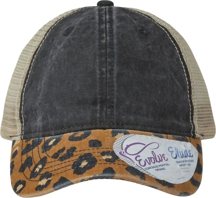 Infinity Her Janet Women’s Printed Bill with Mesh Back Cap - Black Leopard Khaki - Multi-colored / one Size Fits Most
