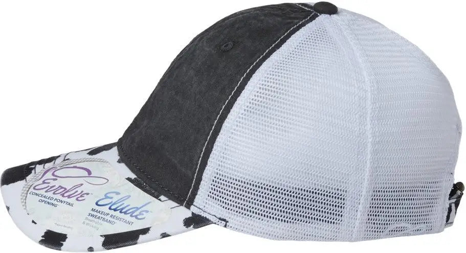 Infinity Her Janet Women’s Printed Bill with Mesh Back Cap - Black Cow White - Multi-colored / one Size Fits Most