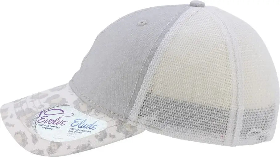 Infinity Her Janet Women’s Printed Bill with Mesh Back Cap - Grey Snow Leopard White - Light Gray / one Size Fits Most