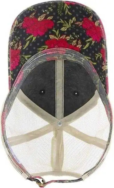 Infinity Her Janet Women’s Printed Visor with Mesh Back Cap Black Floral Khaki / one Size Fits Most