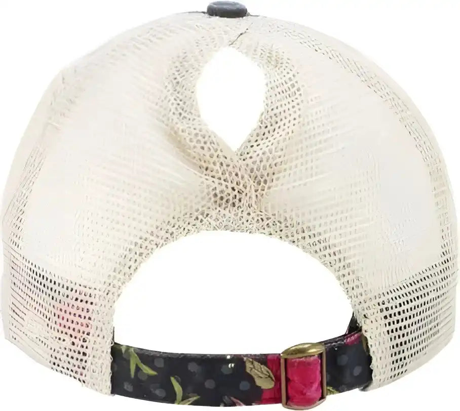 Infinity Her Janet Women’s Printed Visor with Mesh Back Cap Black Floral Khaki / one Size Fits Most