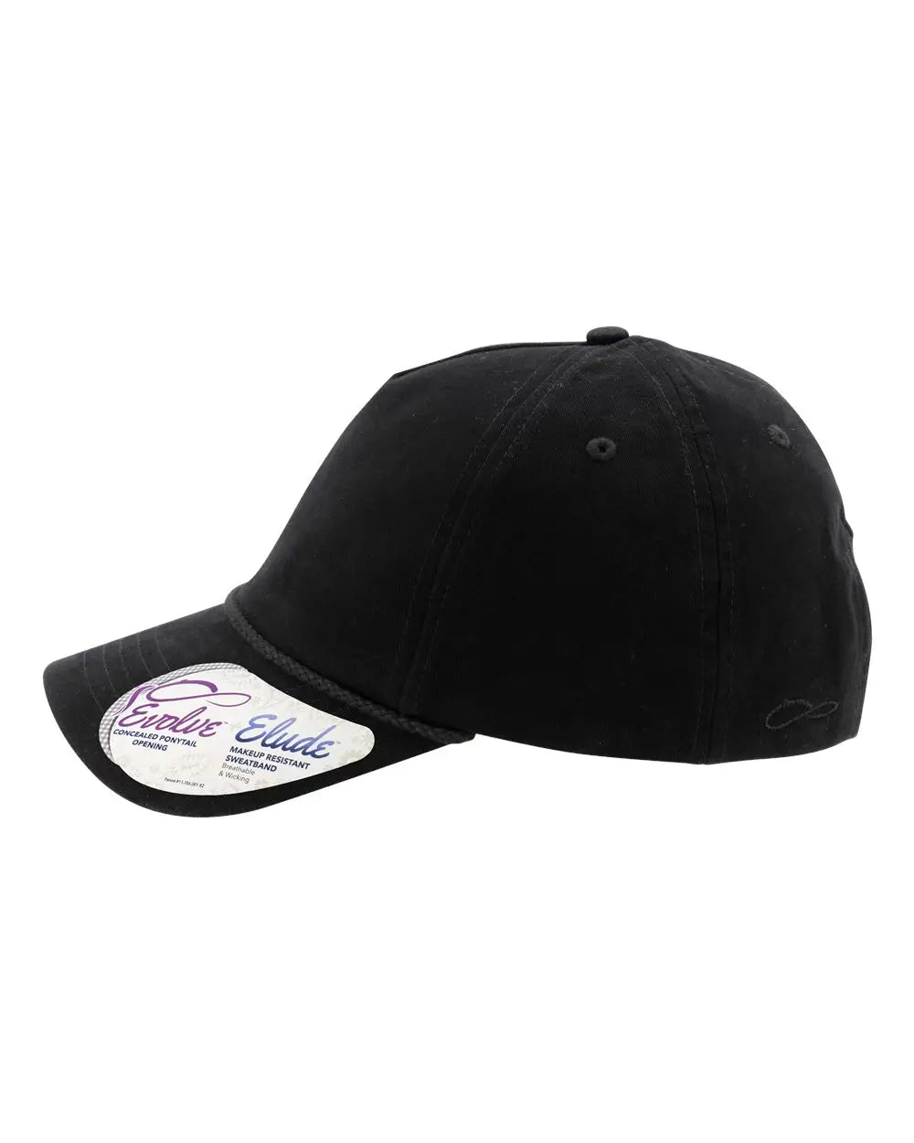 Infinity Her Maya Women’s Washed 5-panel with Rope - Black Leopard - one Size Fits Most