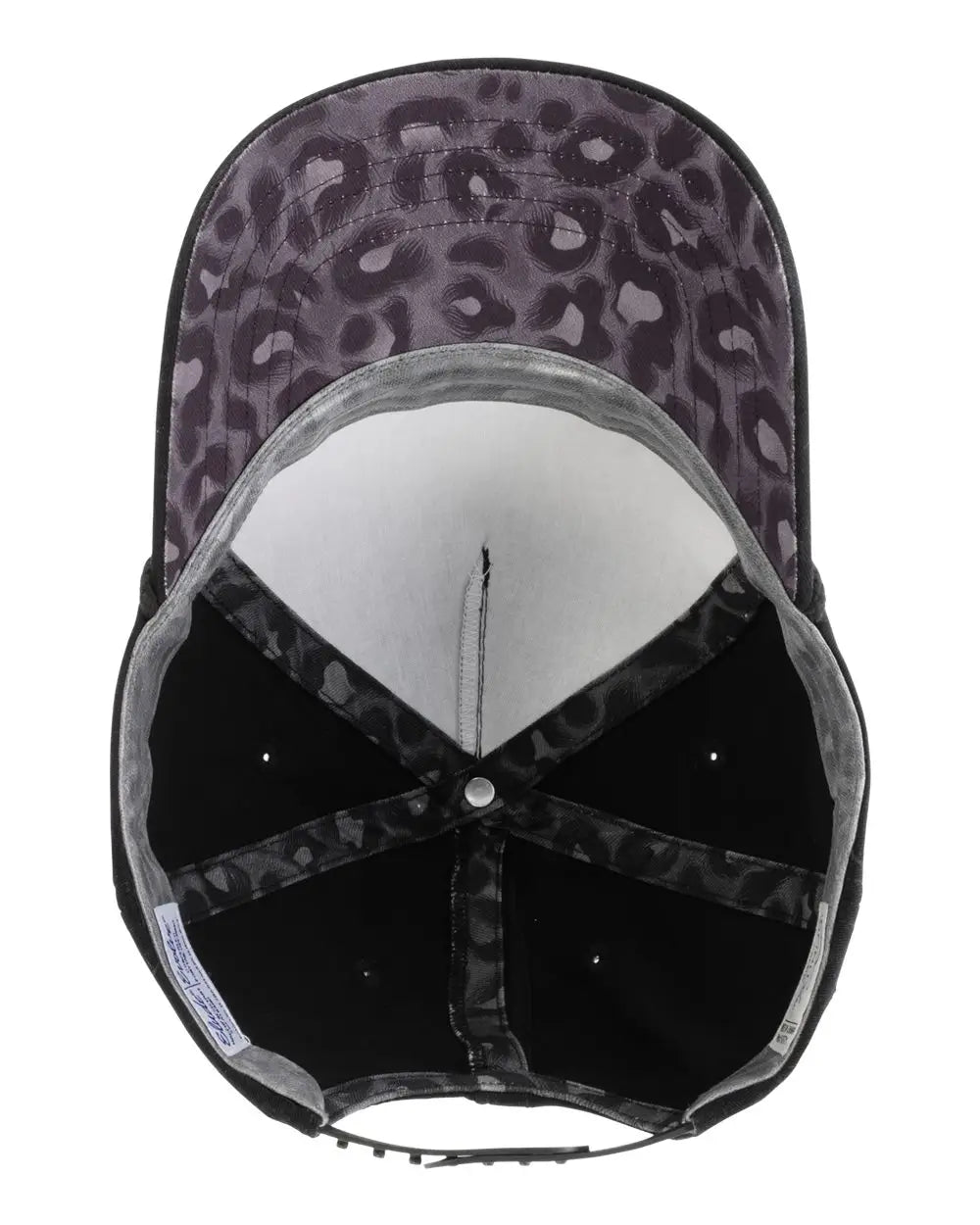 Infinity Her Maya Women’s Washed 5-panel with Rope - Black Leopard - one Size Fits Most
