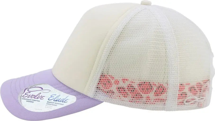 Infinity Her Rosie Women’s Foam Trucker Cap - Ivory Lavender White Smiley - Purple / one Size Fits Most