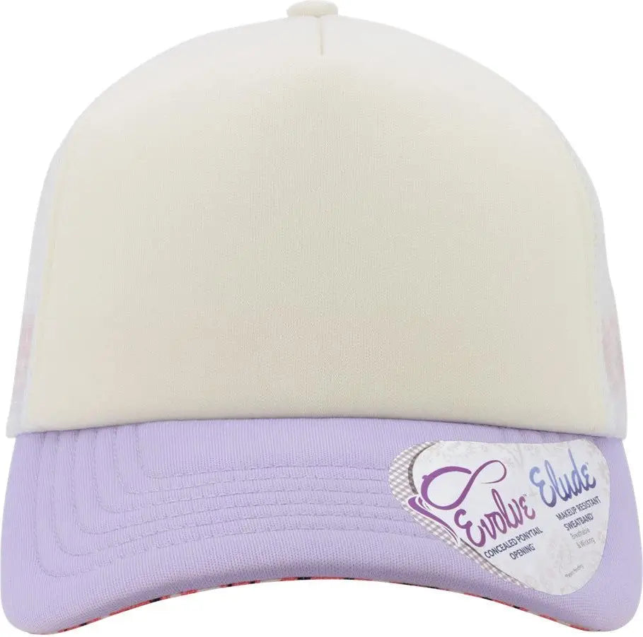 Infinity Her Rosie Women’s Foam Trucker Cap - Ivory Lavender White Smiley - Purple / one Size Fits Most