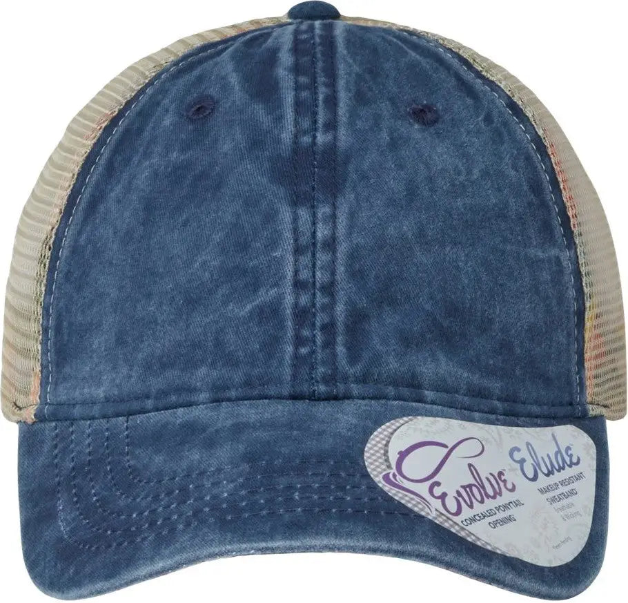 Infinity Her Tess Women’s Washed Mesh-back Cap - Navy Stripes - one Size Fits Most