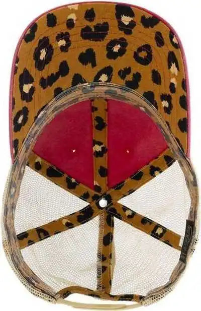 Infinity Her Tess Women’s Washed Mesh Back Cap - Red Leopard - one Size Fits Most