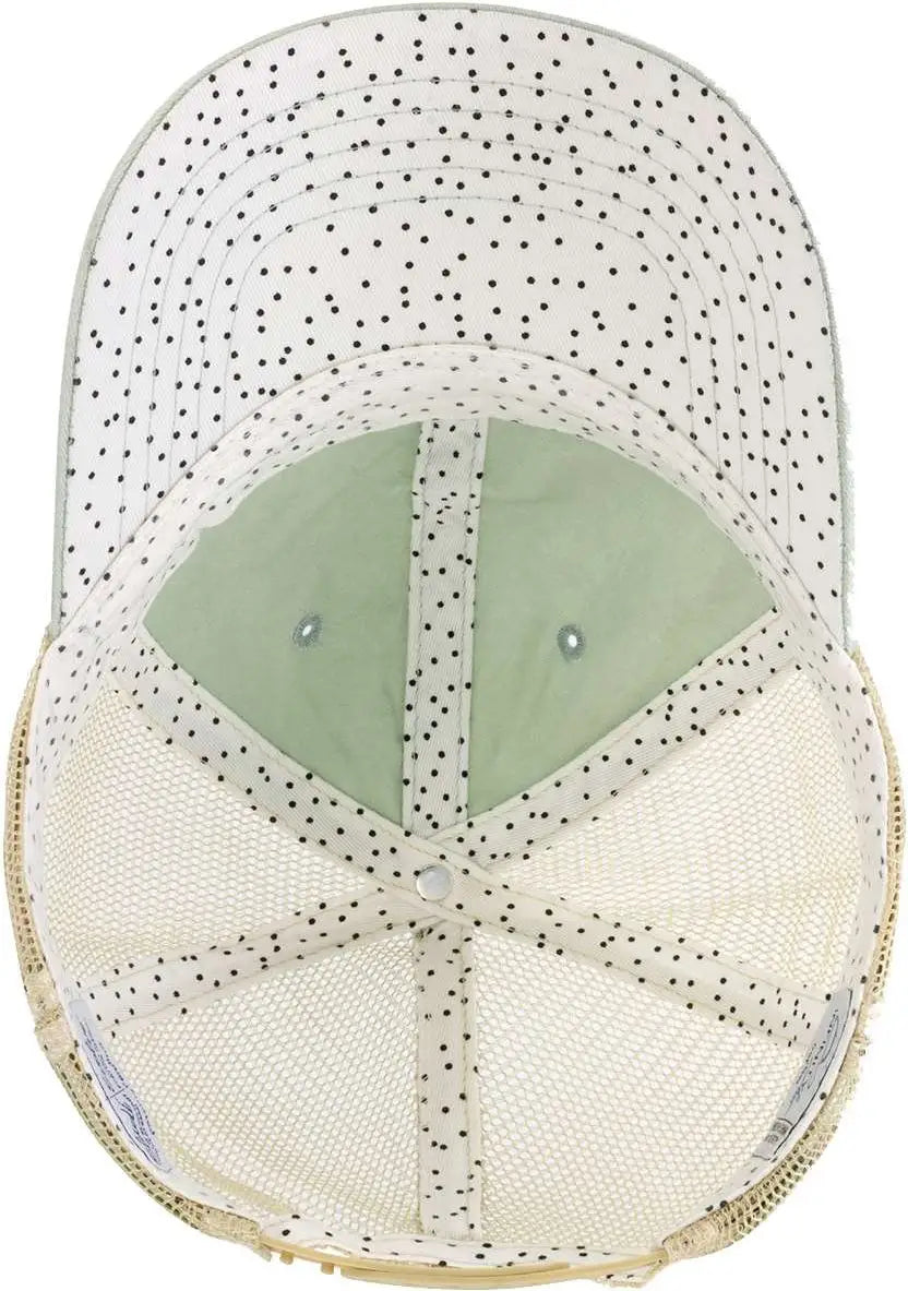 Infinity Her Tess Women’s Washed Mesh-back Cap - Sage Polka Dots - Green / one Size Fits Most