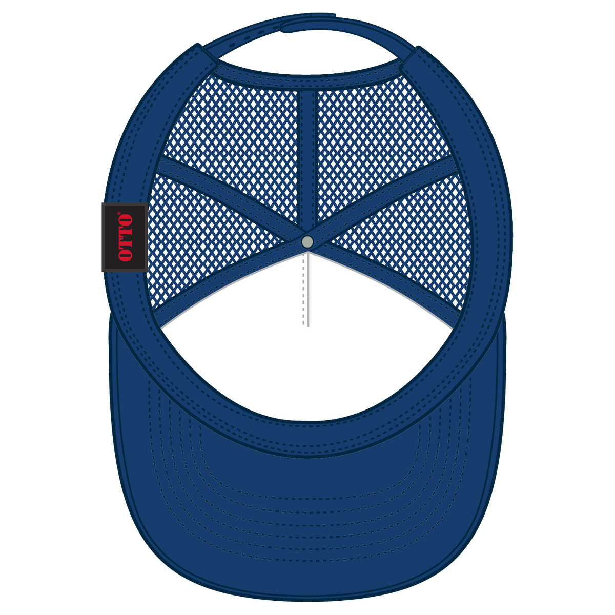 Inside View of 001 - Royal OTTO CAP 5 Panel High Crown Mesh Back Trucker Hat