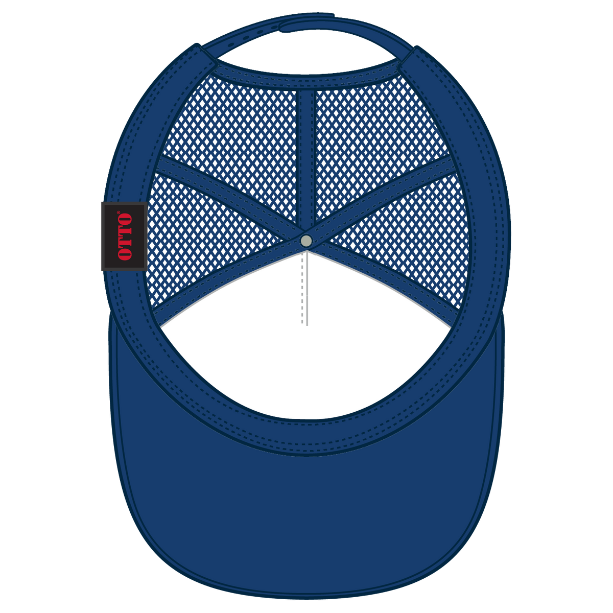 Inside View of 001 - Royal OTTO CAP 5 Panel High Crown Mesh Back Trucker Hat