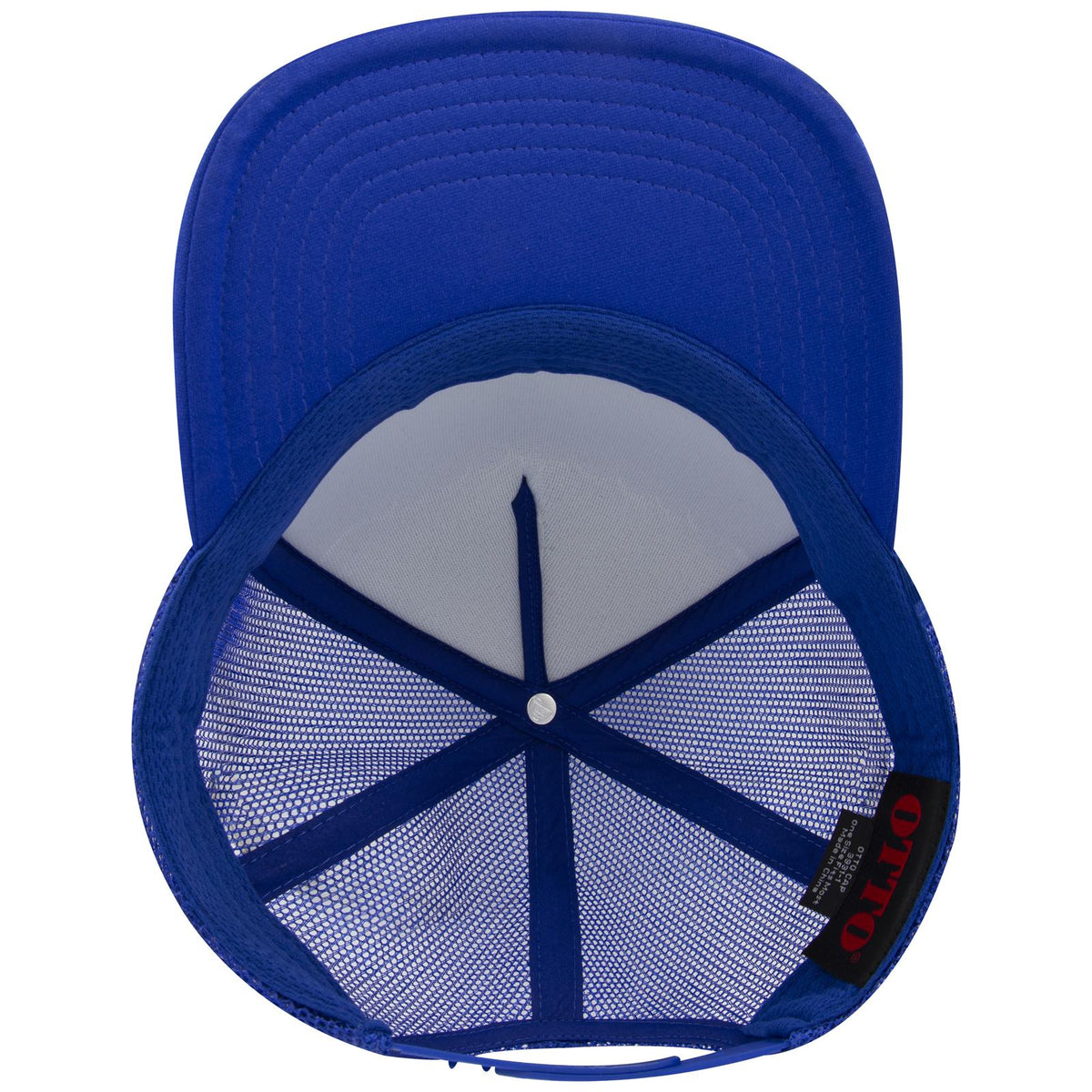 Inside View of 001 - Royal OTTO CAP 5 Panel High Crown Mesh Back Trucker Hat
