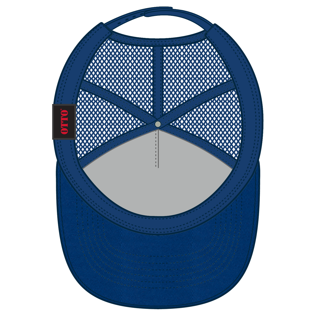 Inside View of 001 - Royal OTTO CAP 5 Panel Low Profile Mesh Back Trucker Hat