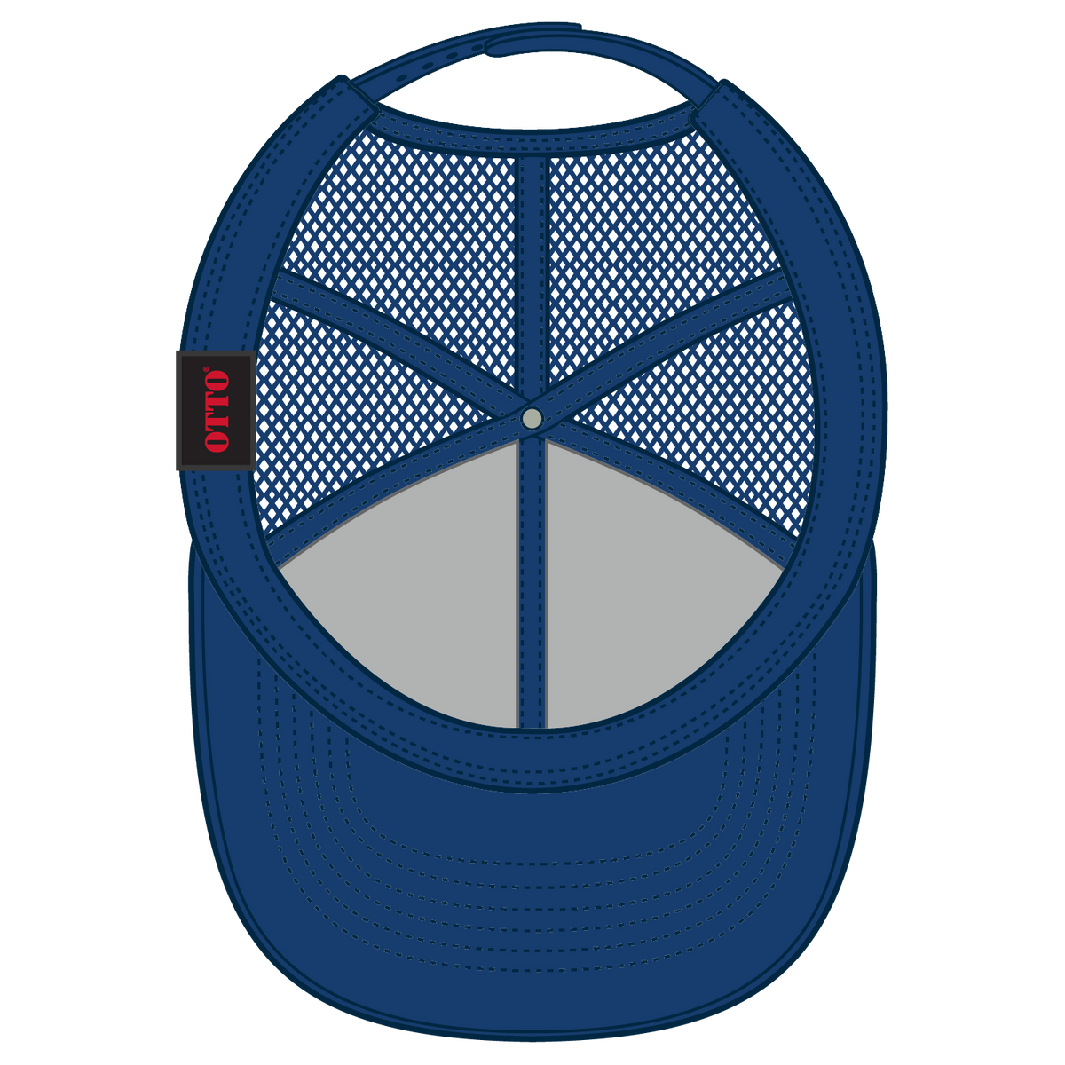 Inside View of 001 - Royal OTTO CAP 6 Panel Mid Profile Mesh Back Trucker Hat