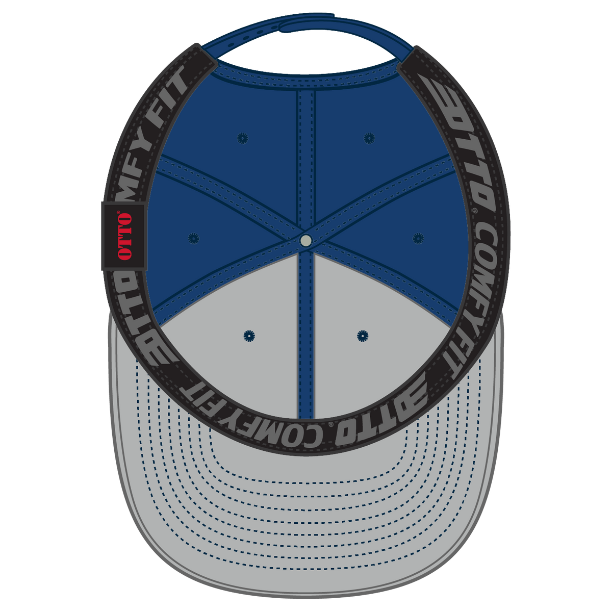 Inside View of 001 - Royal OTTO CAP "OTTO COMFY FIT" 6 Panel Pro Style Snapback Hat