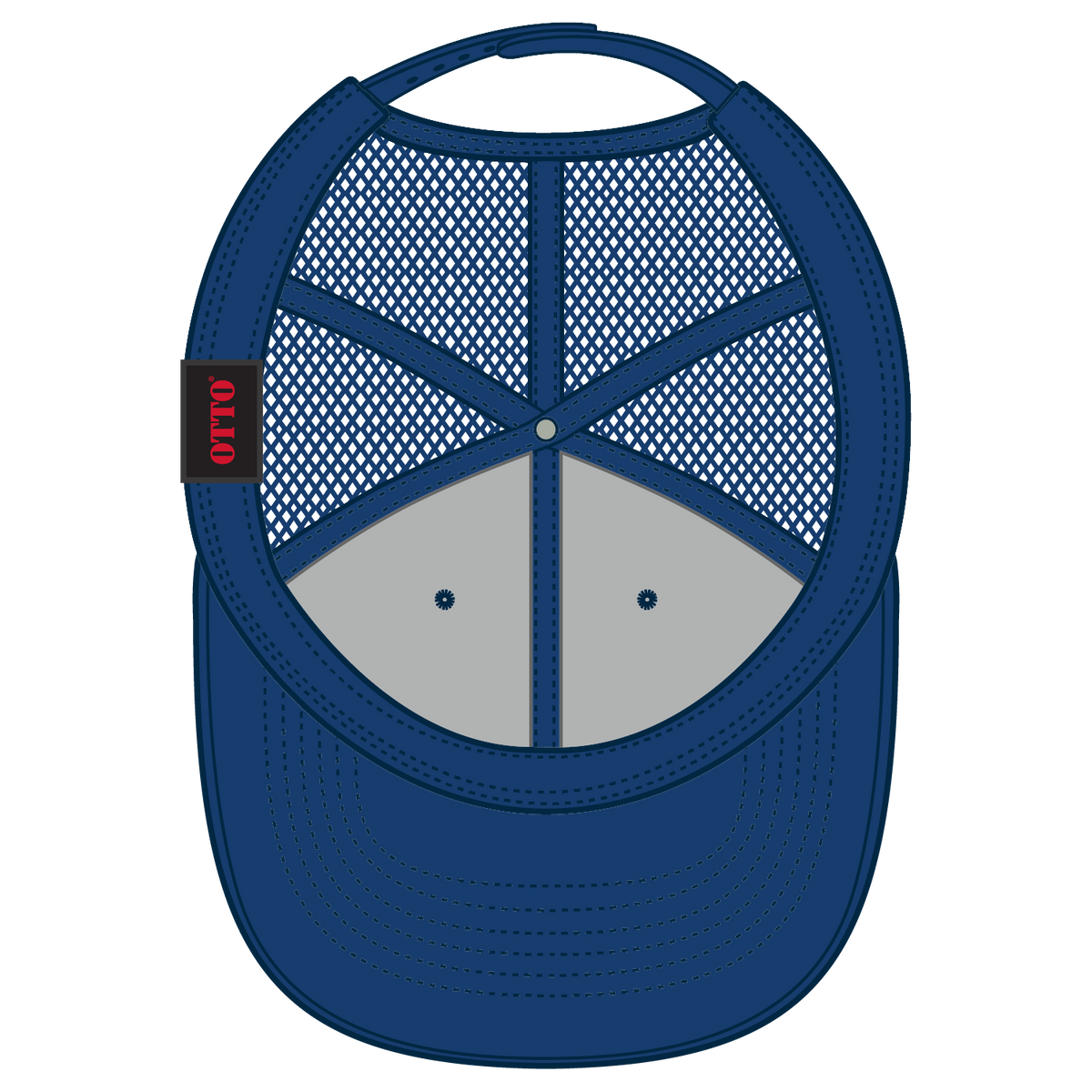 Inside View of 001A - Royal OTTO CAP 6 Panel Low Profile Mesh Back Trucker Hat