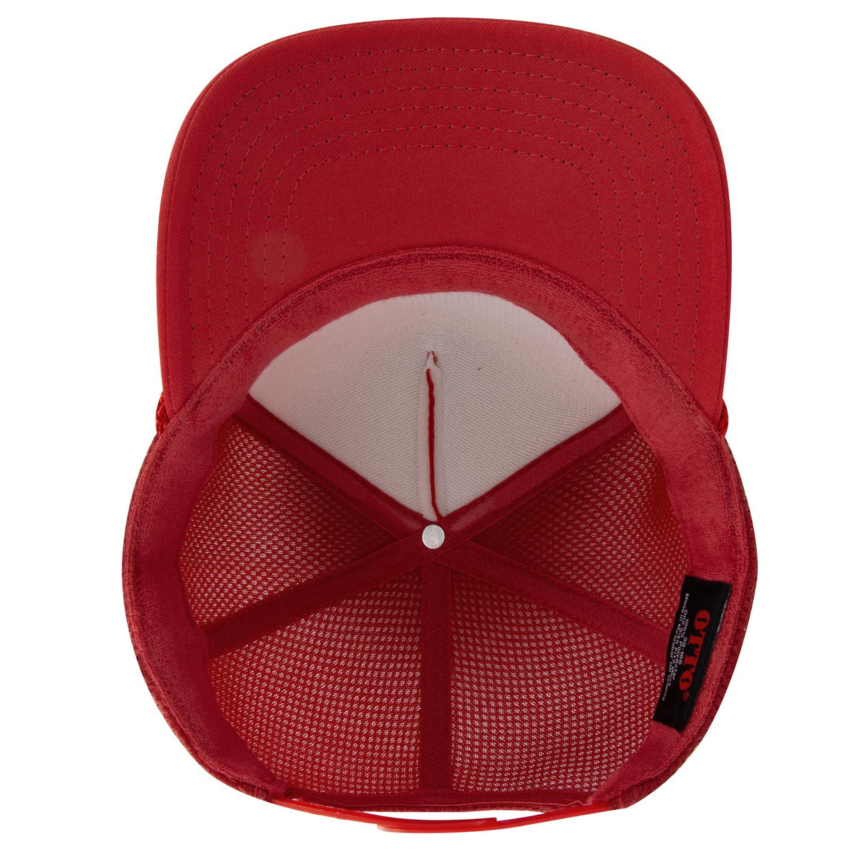 Inside View of 002 - Red OTTO CAP 5 Panel High Crown Air Mesh Back Trucker Hat