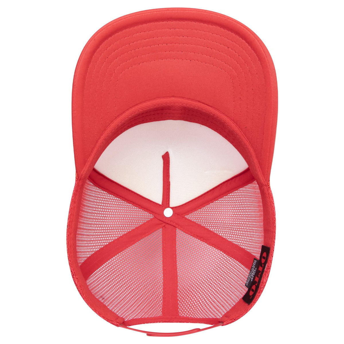 Inside View of 002 - Red OTTO CAP 5 Panel High Crown Mesh Back Trucker Hat