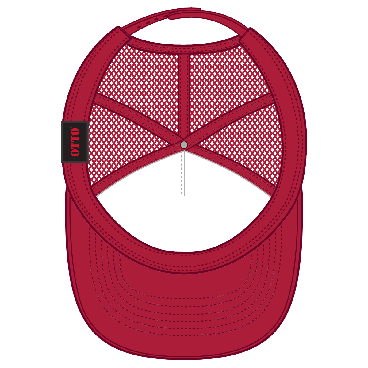 Inside View of 002 - Red OTTO CAP 5 Panel High Crown Mesh Back Trucker Hat