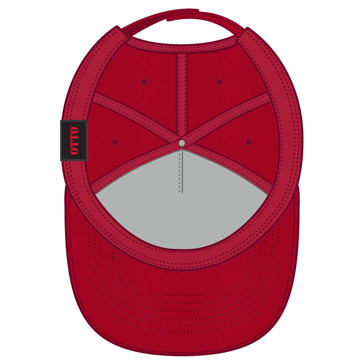 Inside View of 002 - Red OTTO CAP 5 Panel Low Profile Baseball Cap