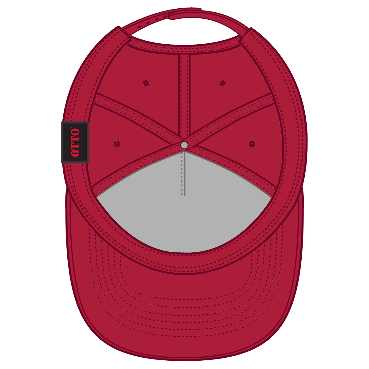 Inside View of 002 - Red OTTO CAP 5 Panel Mid Profile Baseball Cap