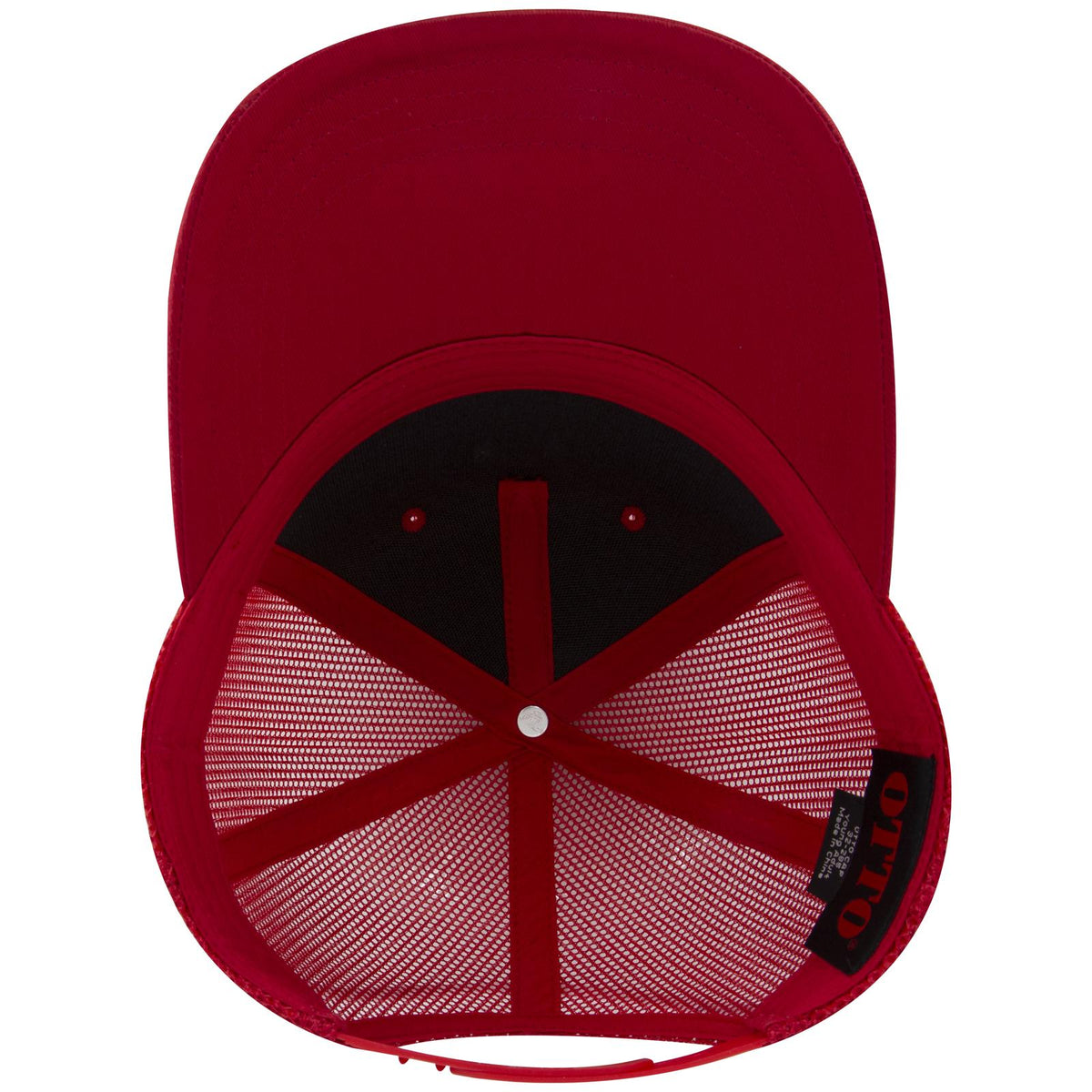 Inside View of 002 - Red OTTO CAP 5 Panel Mid Profile Mesh Back Trucker Hat