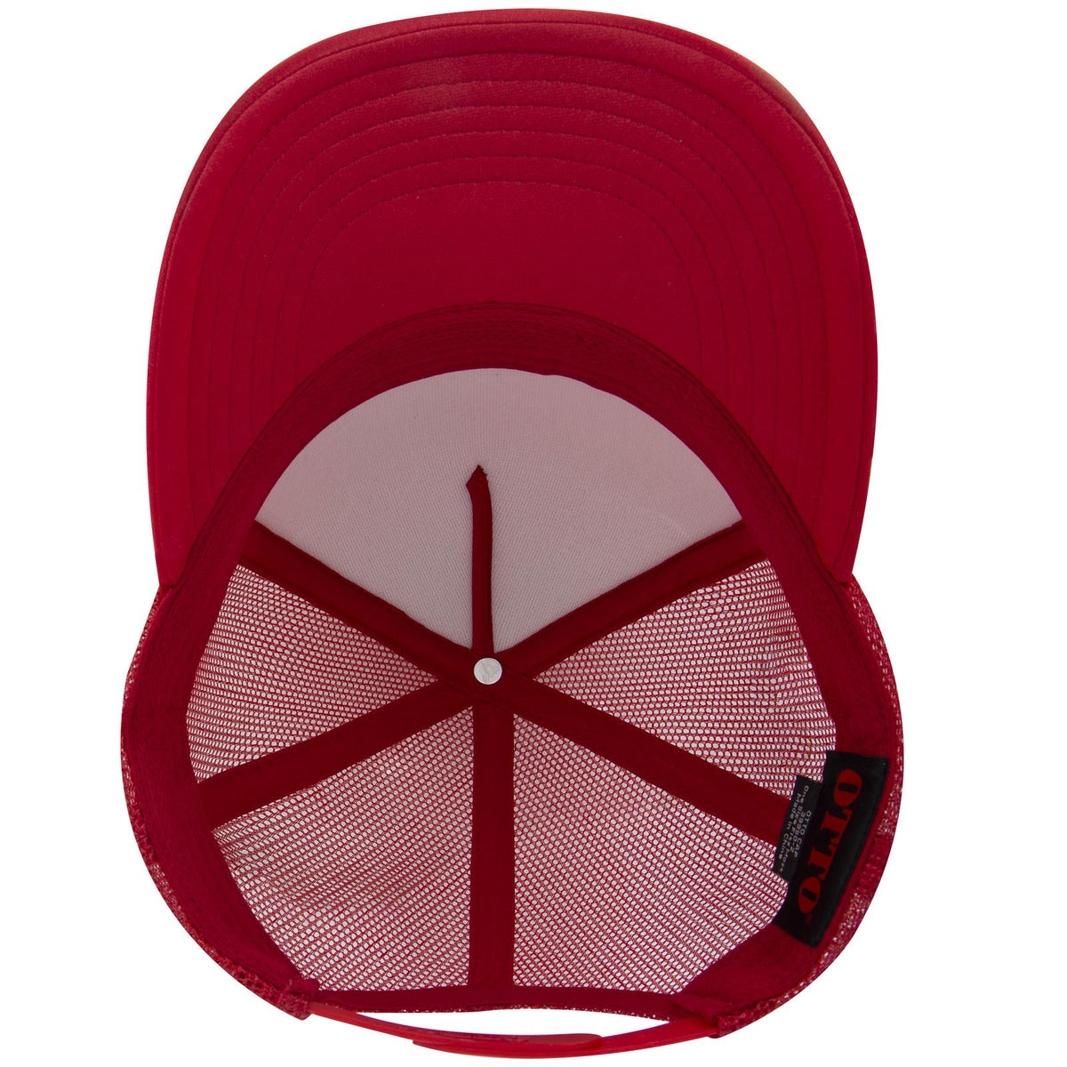 Inside View of 002 - Red OTTO CAP 5 Panel Pro Style Mesh Back Trucker Hat
