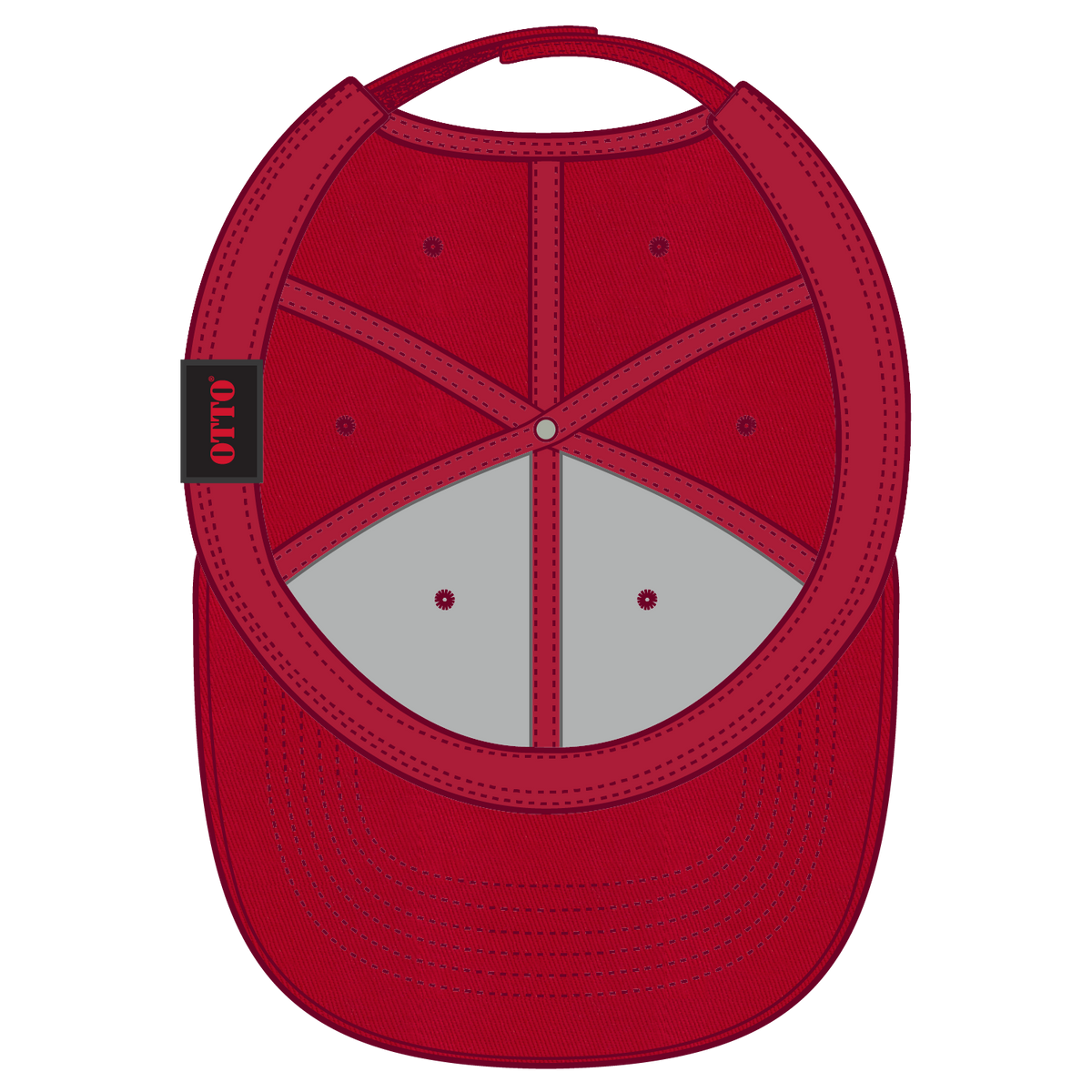 Inside View of 002 - Red OTTO CAP 6 Panel Low Profile Baseball Cap