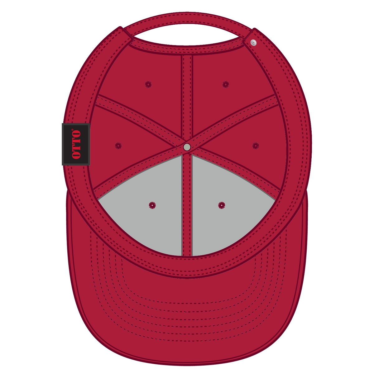 Inside View of 002 - Red OTTO CAP 6 Panel Low Profile Baseball Cap
