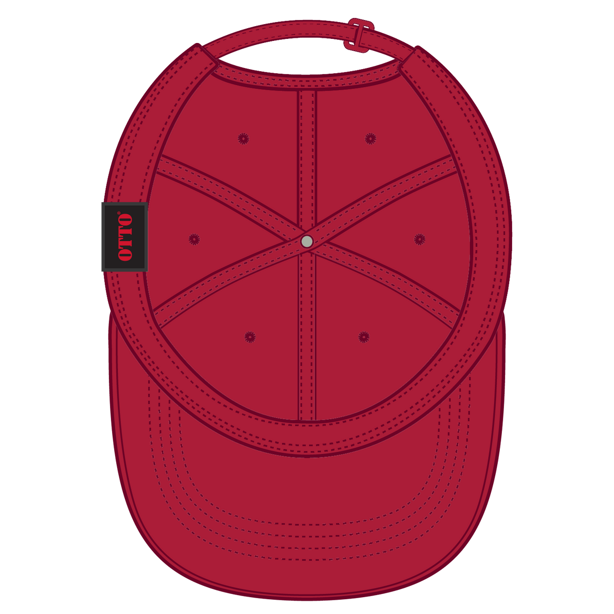Inside View of 002 - Red OTTO CAP 6 Panel Low Profile Baseball Cap