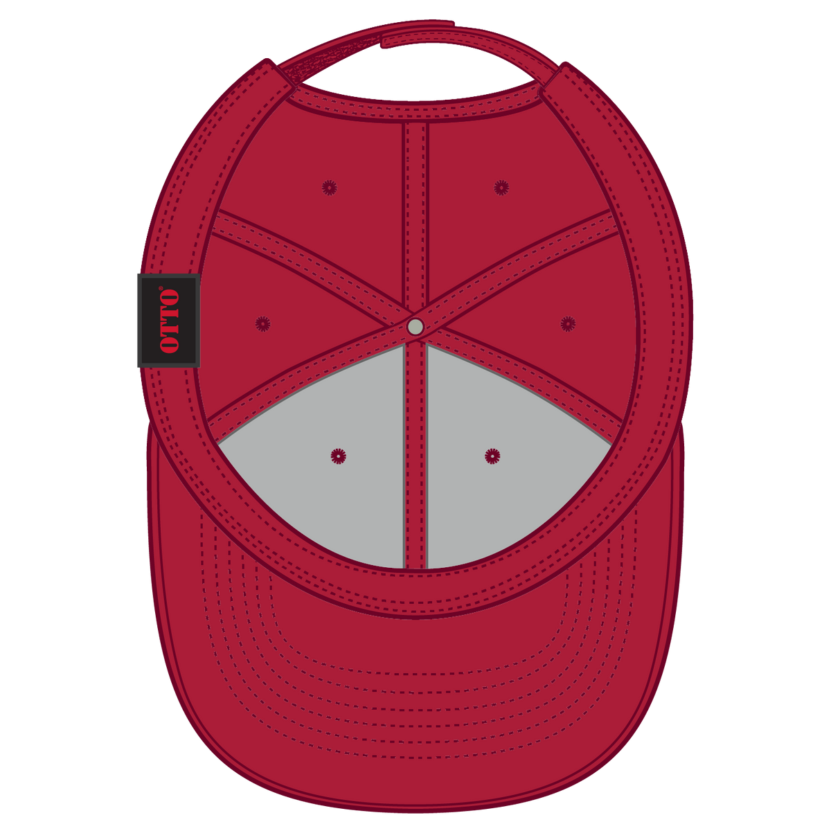 Inside View of 002 - Red OTTO CAP 6 Panel Low Profile Baseball Cap