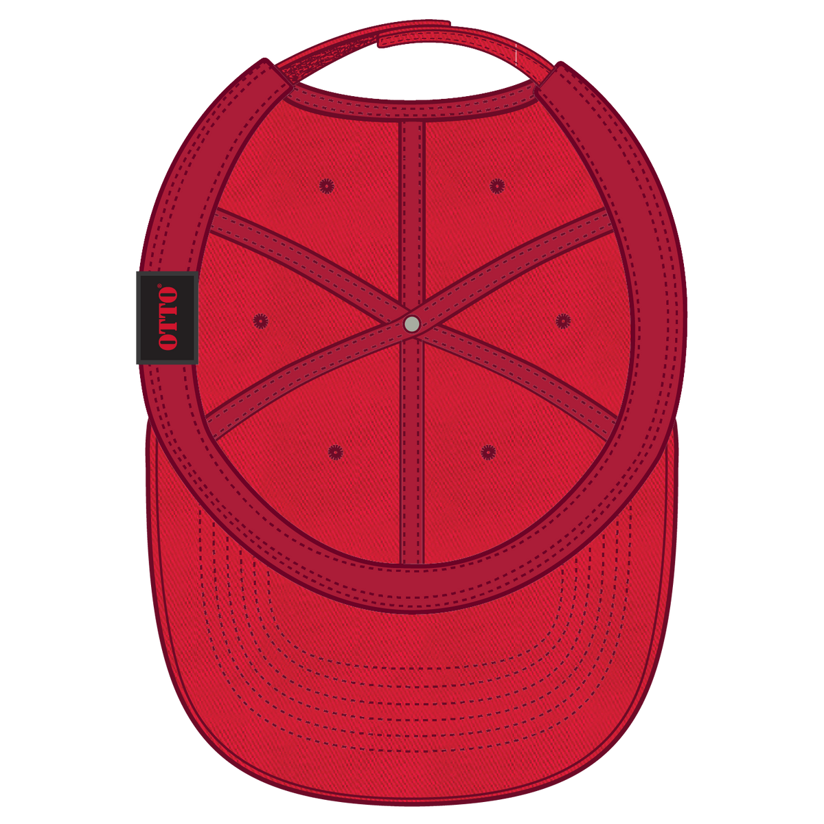 Inside View of 002 - Red OTTO CAP 6 Panel Low Profile Baseball Cap