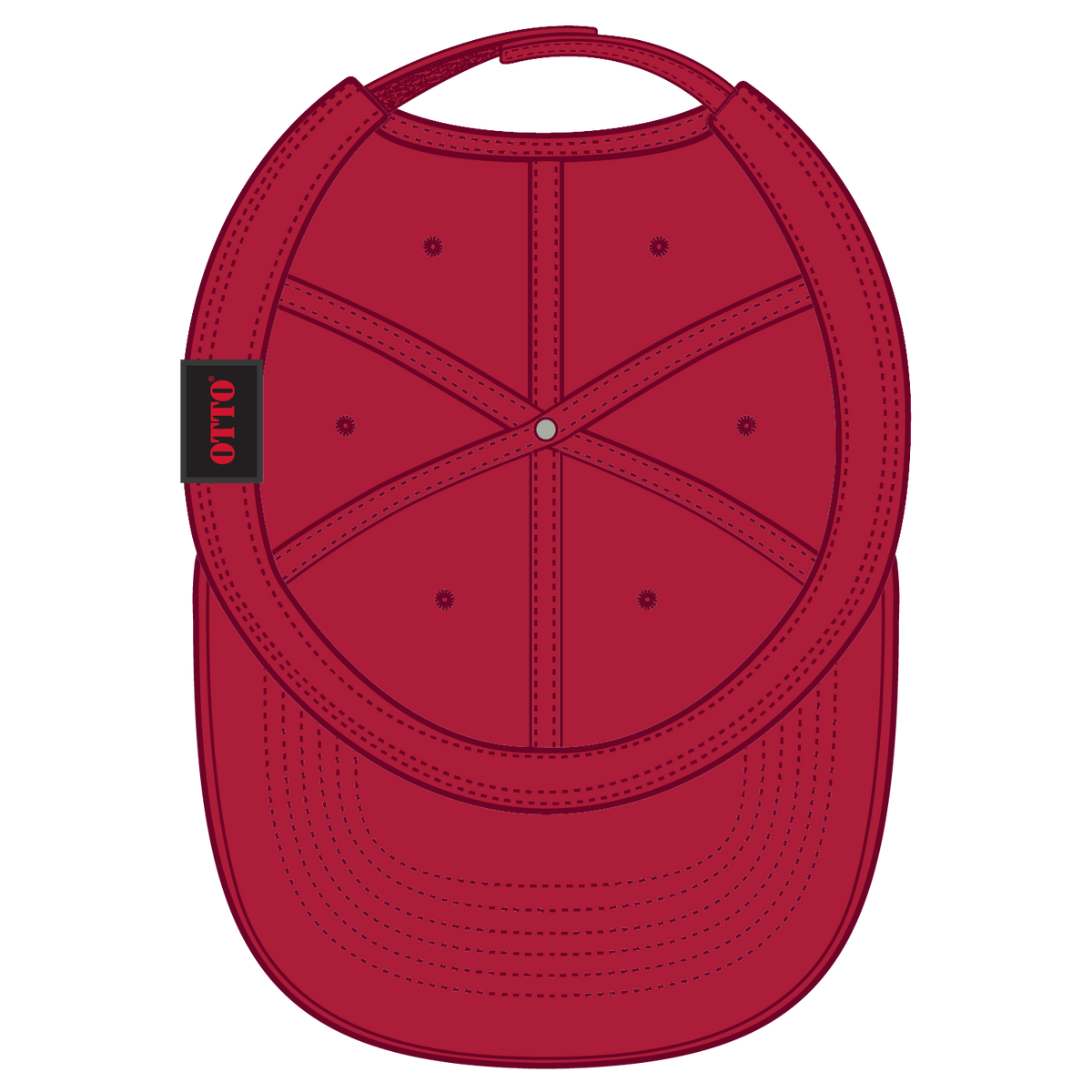 Inside View of 002 - Red OTTO CAP 6 Panel Low Profile Dad Hat