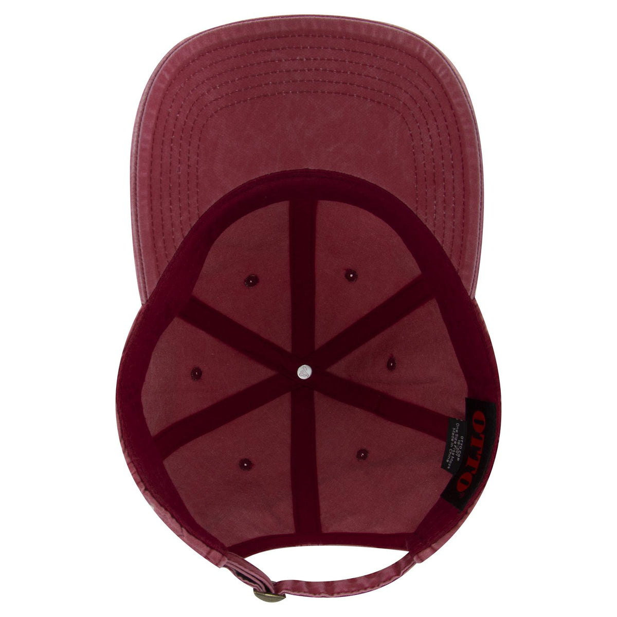 Inside View of 002 - Red OTTO CAP 6 Panel Low Profile Dad Hat