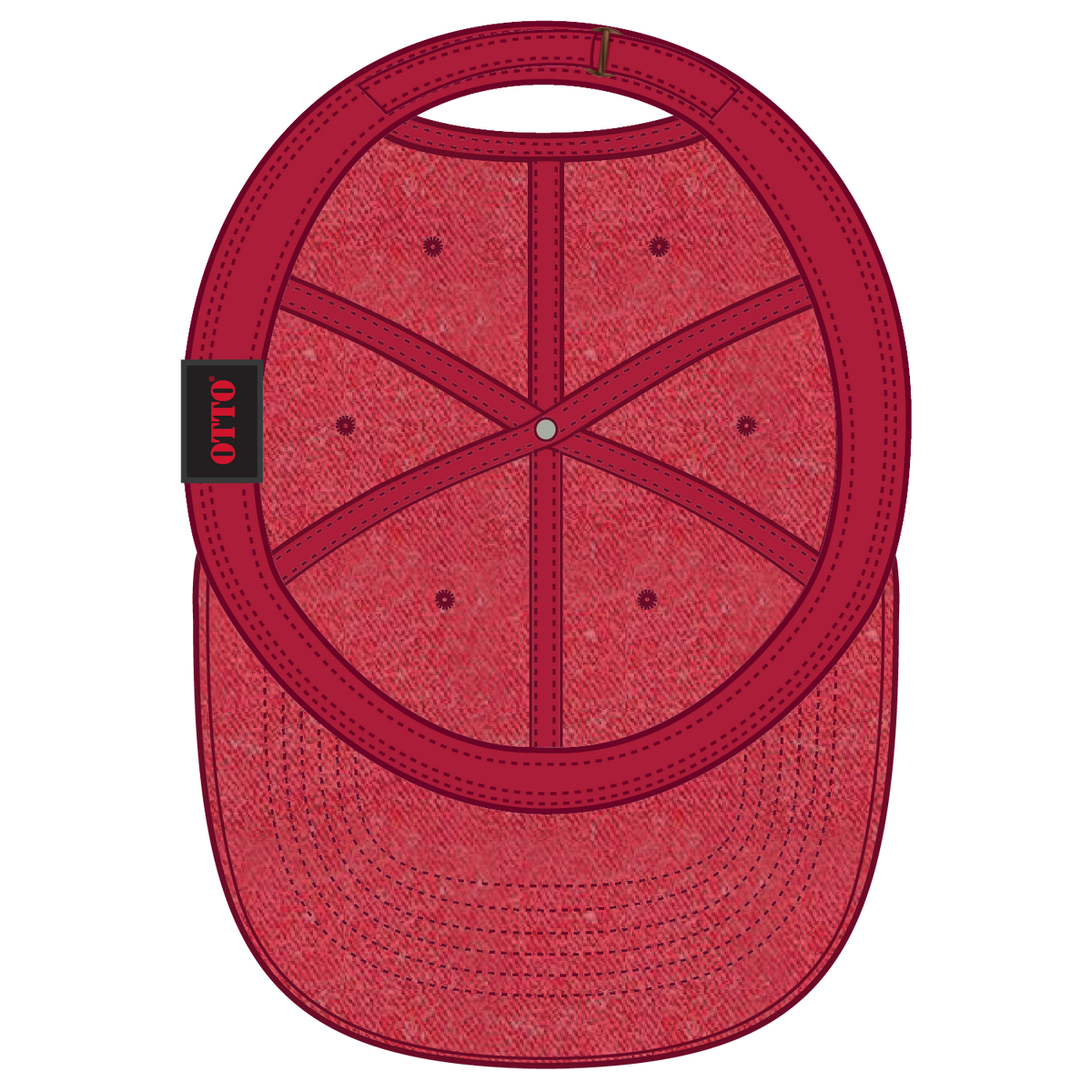 Inside View of 002 - Red OTTO CAP 6 Panel Low Profile Dad Hat