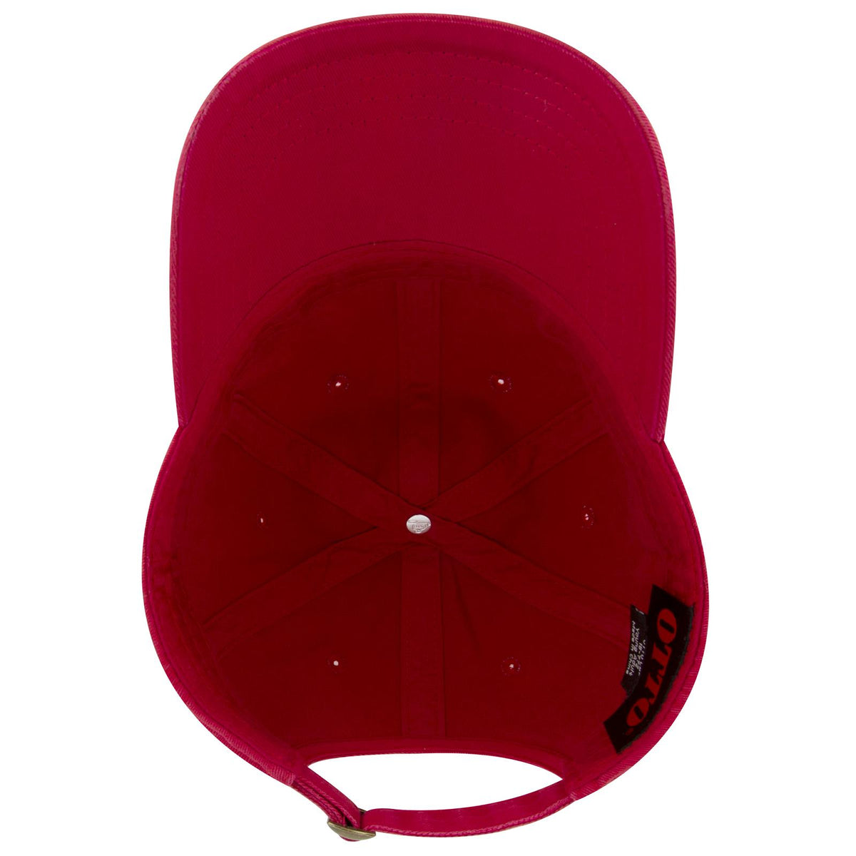 Inside View of 002 - Red OTTO CAP 6 Panel Low Profile Dad Hat