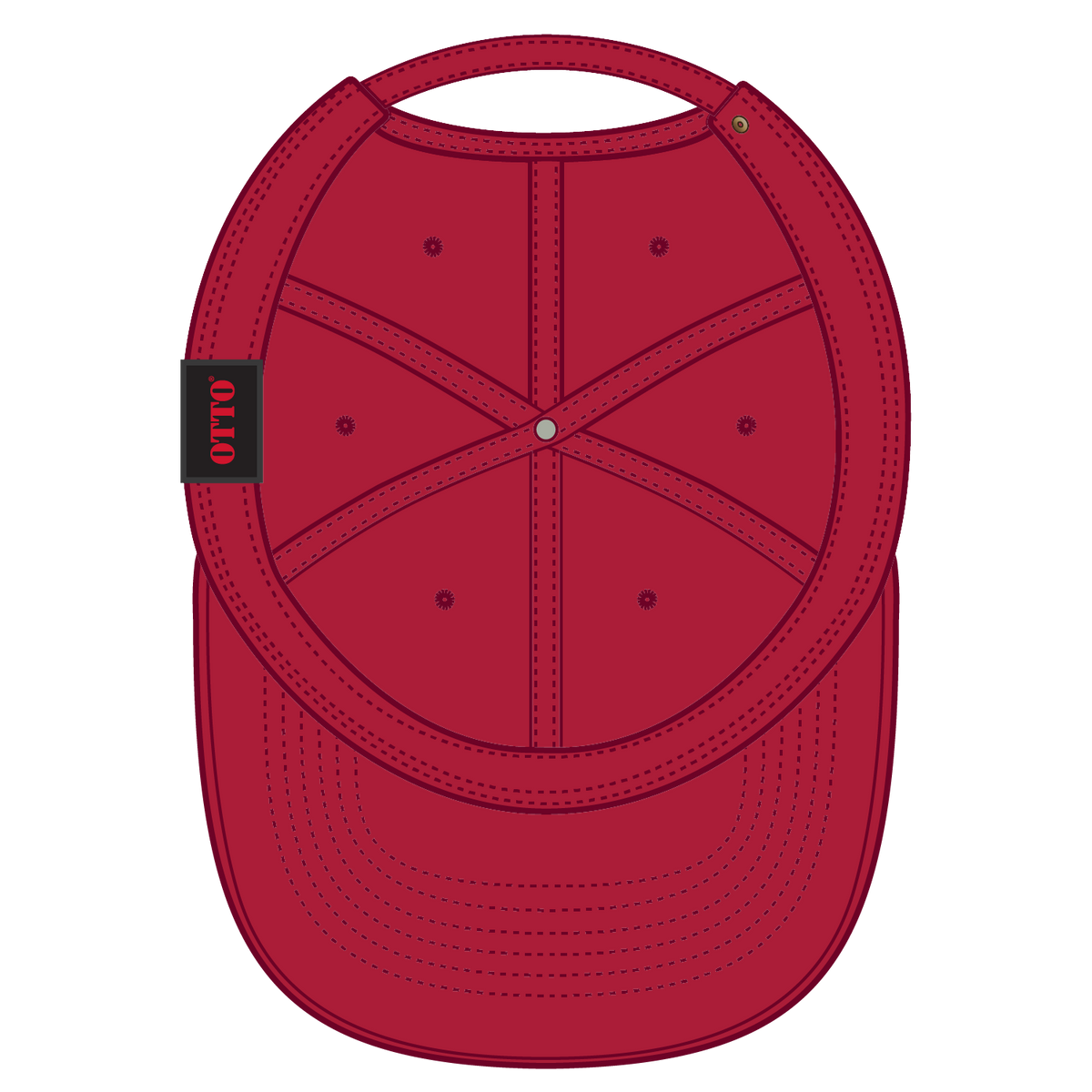 Inside View of 002 - Red OTTO CAP 6 Panel Low Profile Dad Hat