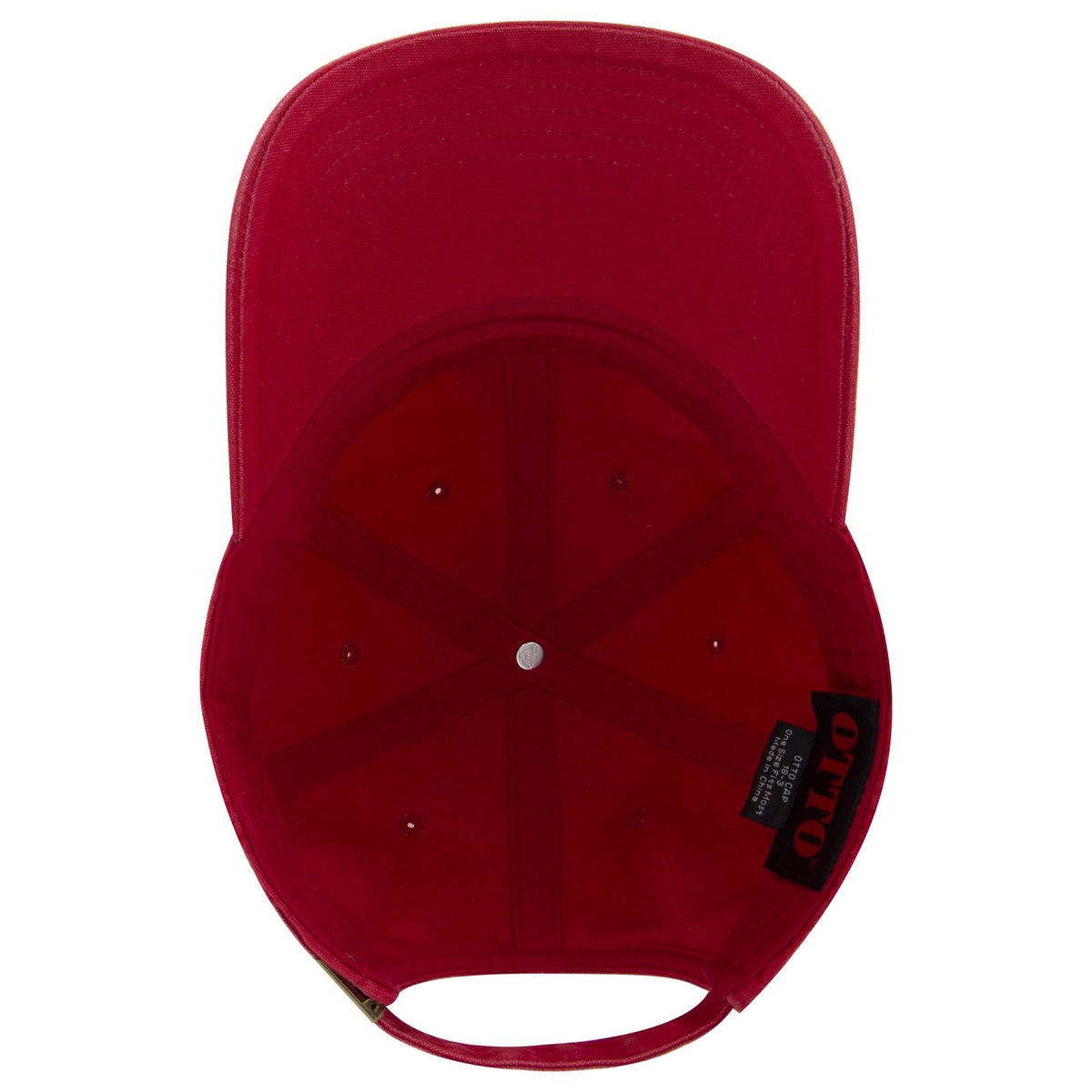 Inside View of 002 - Red OTTO CAP 6 Panel Low Profile Dad Hat