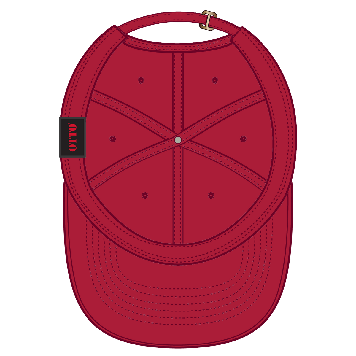 Inside View of 002 - Red OTTO CAP 6 Panel Low Profile Dad Hat